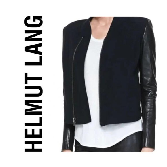 ♥ Helmut Lang ♥ Black Lamb Leather & Merino Wool Blend Jacket - Picture 8 of 8